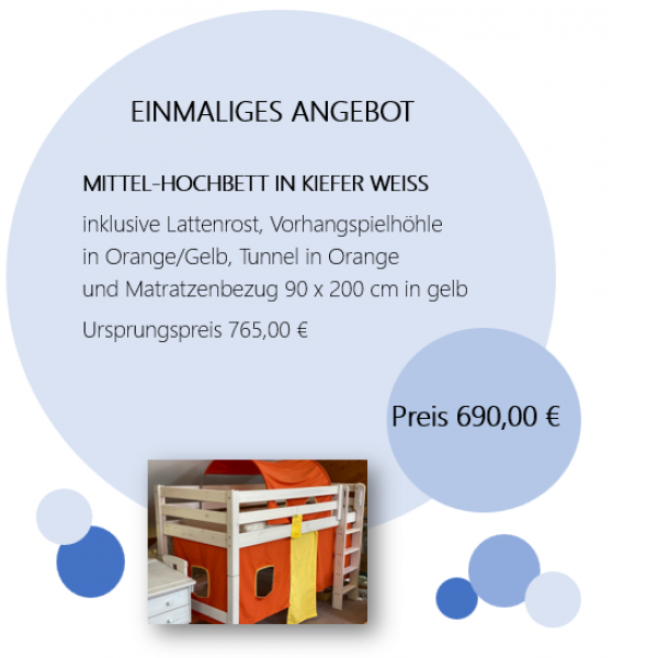 Mittelhochbett in Kiefer weiß